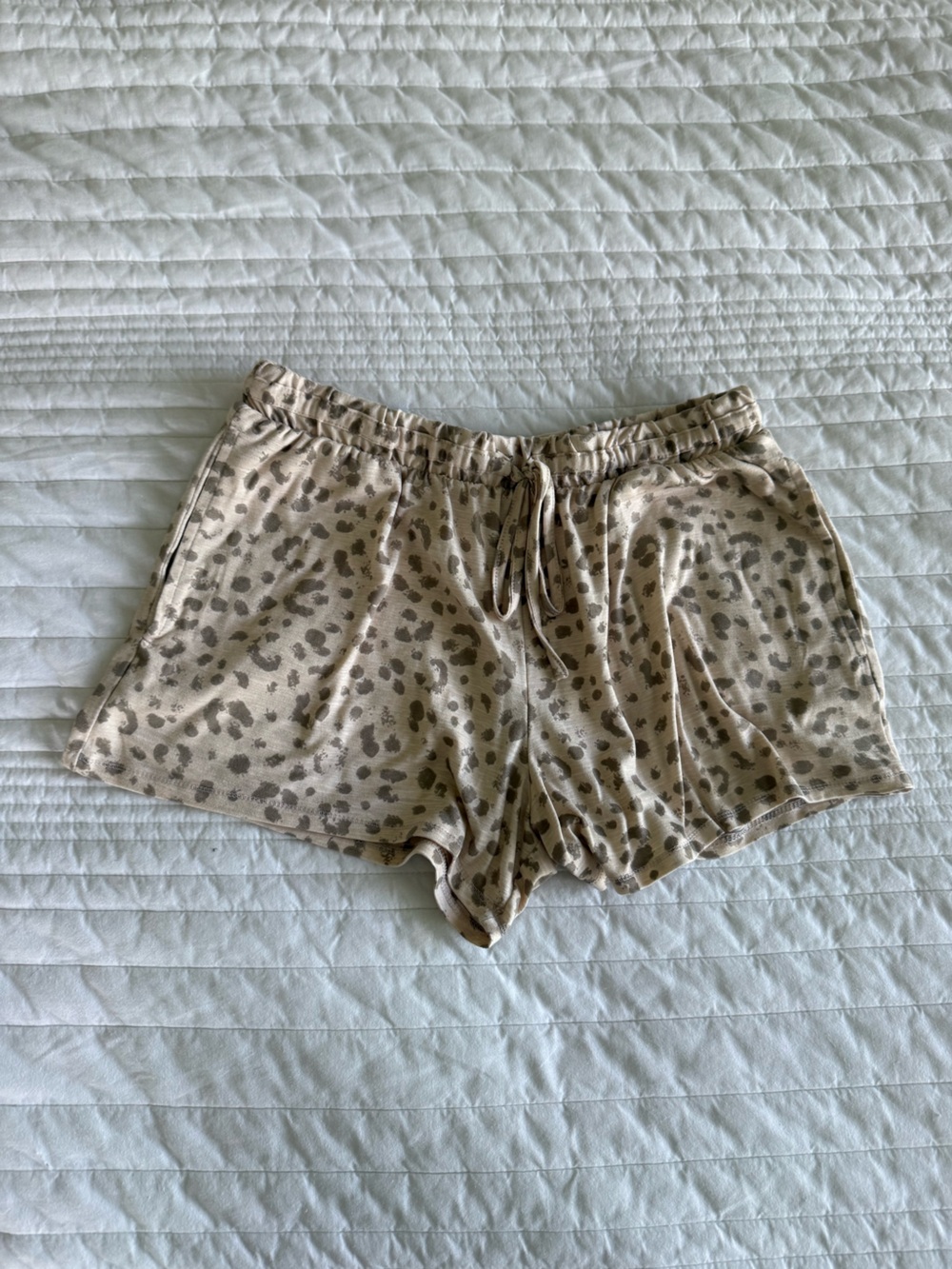 Leopard Print Lounge Shorts - Taupe & Gray